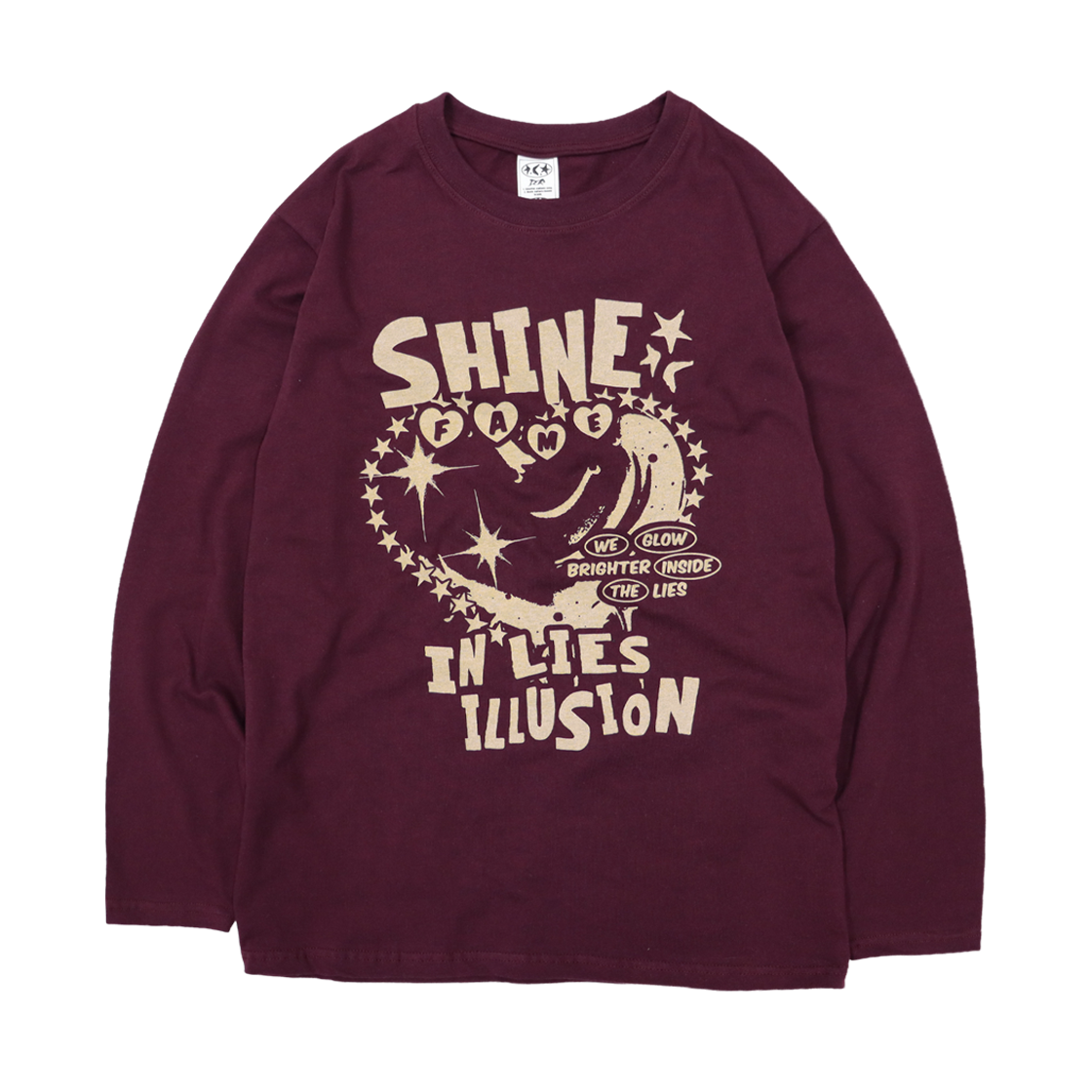 디파이클럽로버스 샤인 인 라이즈 일루젼 롱슬리브 버건디(DEFYCLUBROBBERS Shine In Lies Illusion LS Burgundy)