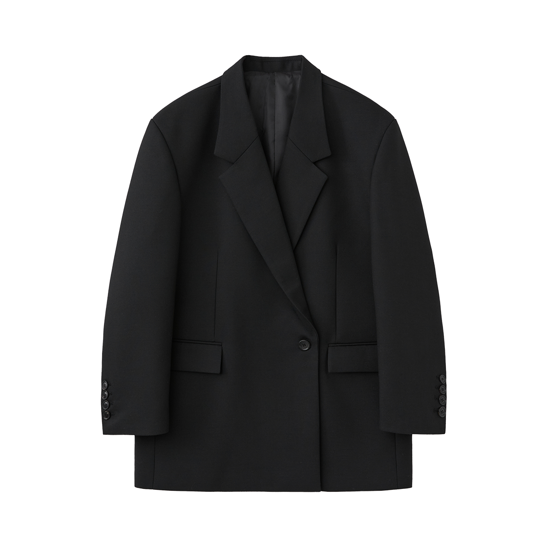 (W) 수아레 우먼 울 오버 더블 블레이저 블랙((W) Suare Woman Wool Over Double Blazer Black) - 1