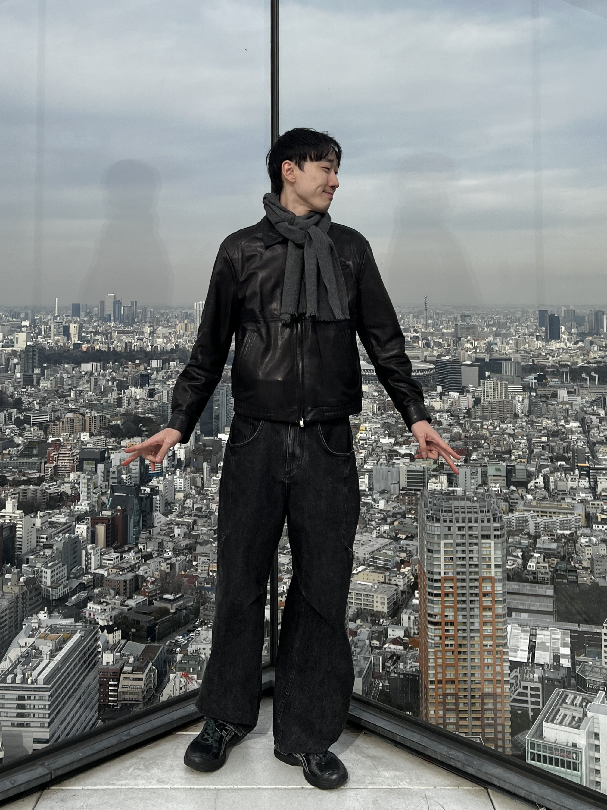 noun Side Line Cargo Denim Pants Black 착용 스타일 - 4