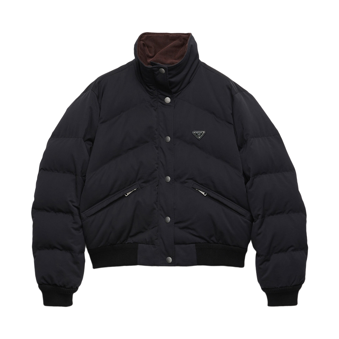 (W) 프라다 크롭 컴팩트 포플린 다운 자켓 블랙((W) Prada Cropped Compact Poplin Down Jacket Black)