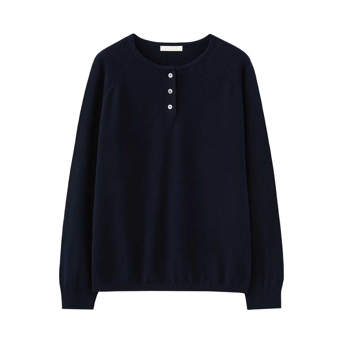 (W) 수아레 우먼 코튼 캐시 헨리넥 슬리브 니트 네이비((W) Suare Women Cotton Cash Henley Neck Sleeve Knit Navy) - 1