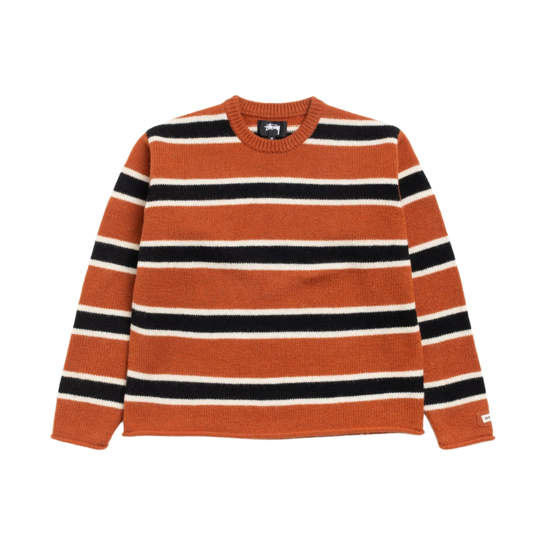 117283 Stussy Striped Wool Sweater Umber