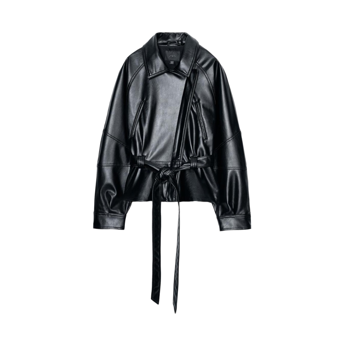 자라 벨트 페이크 레더 자켓 블랙(Zara Belt Fake Leather Jacket Black) - 1