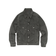 Polyteru Used Trucker Jacket Dyed Gray (Striped, Japanese Fabric)