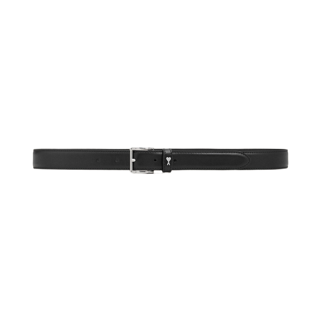 UBL029-AL0104-0014 AMI de Coeur Cowhide Leather Paris Belt Black Vibrated Silver