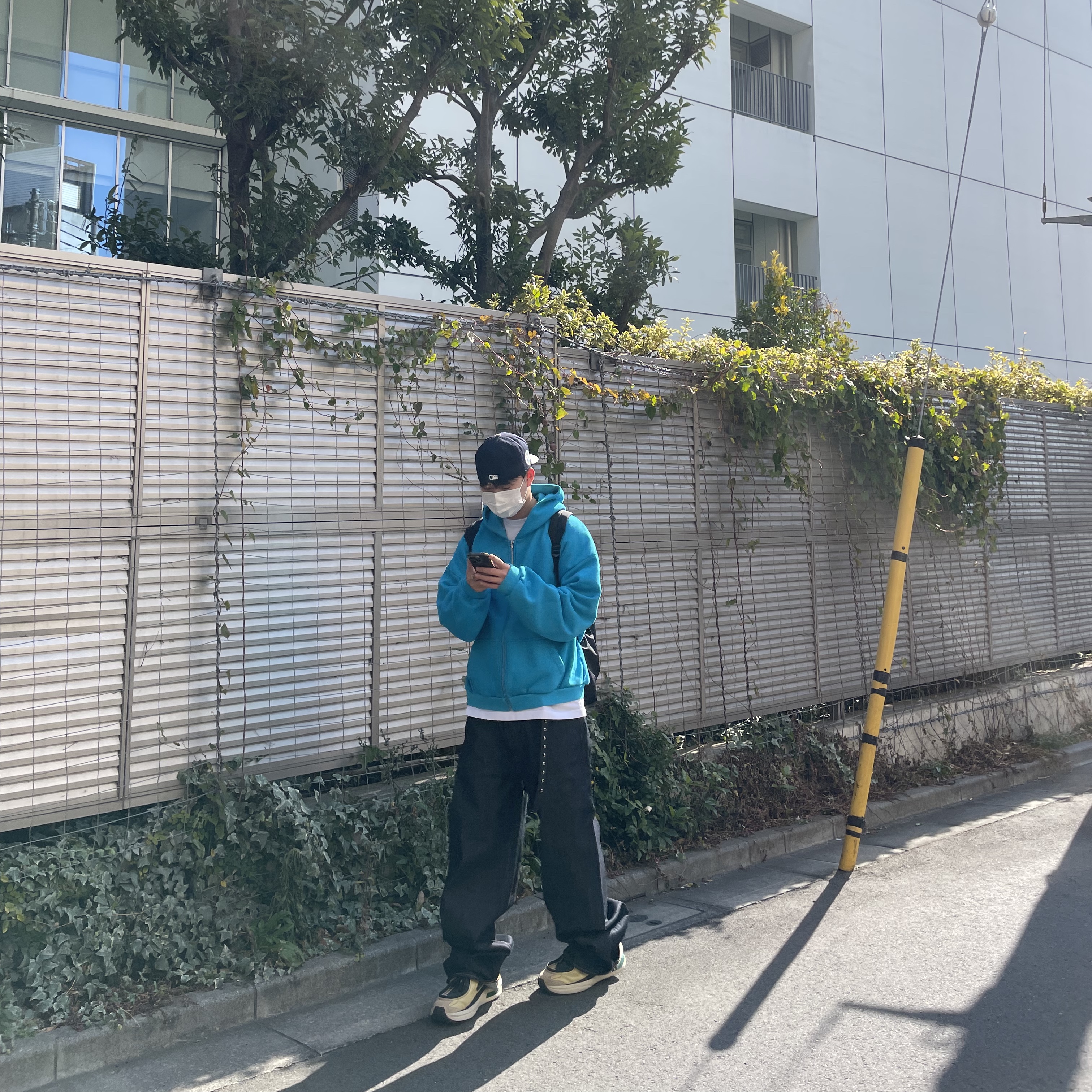 SKYLRK Zip Hoodie Super Blue, Nonnod Double pocket Japanese Denim Mid Blue 착용 스타일 - 3