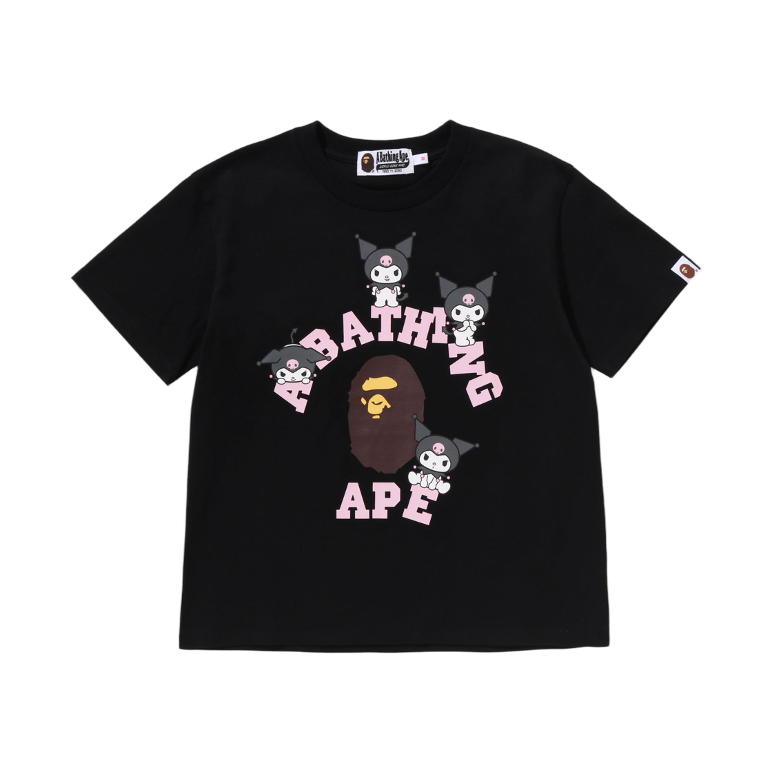 W) 베이프 x 산리오 캐릭터즈 컬리지 미니 티셔츠 블랙 | BAPE | KREAM