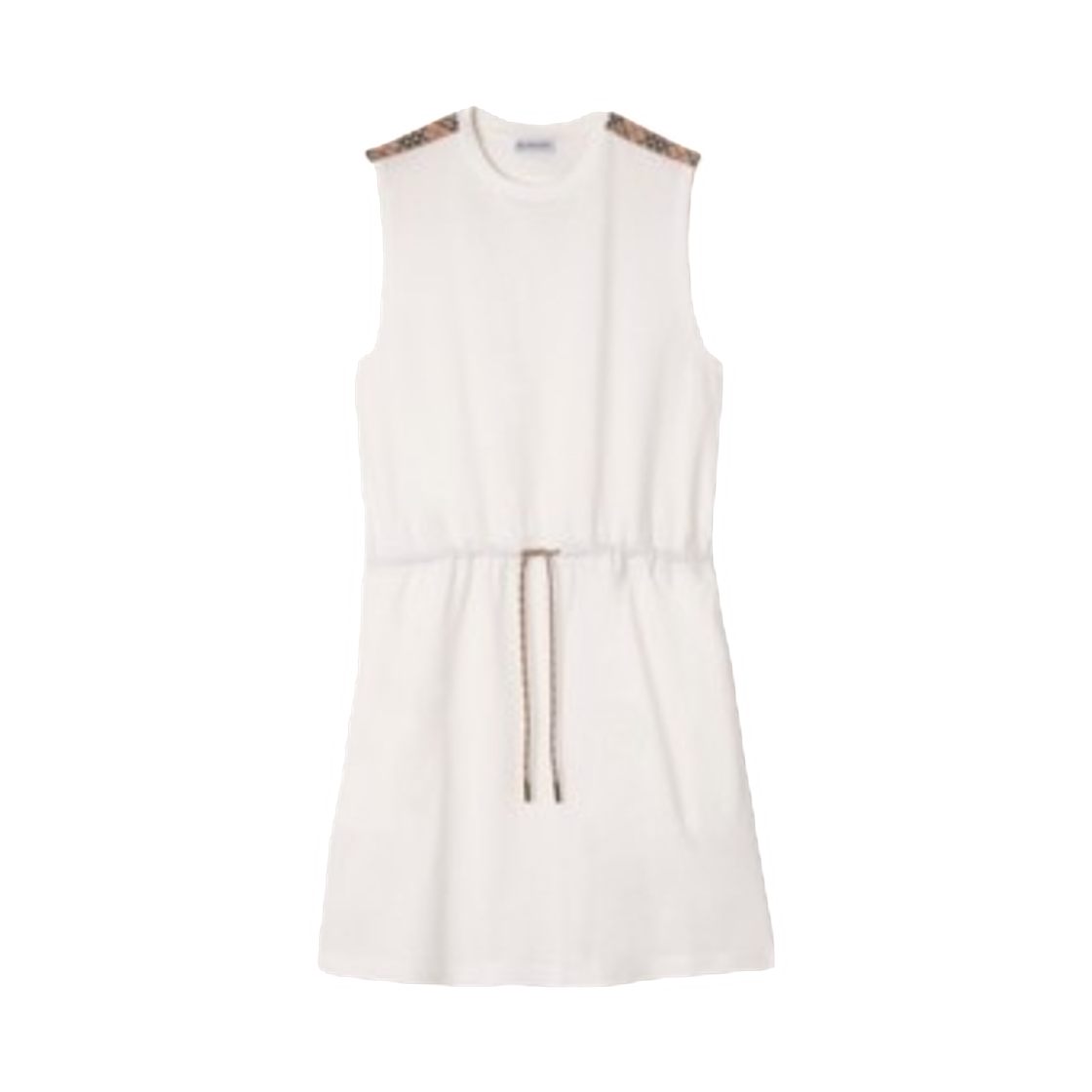 81232791 (W) Burberry Check Trim Cotton Jersey Dress Chalk White