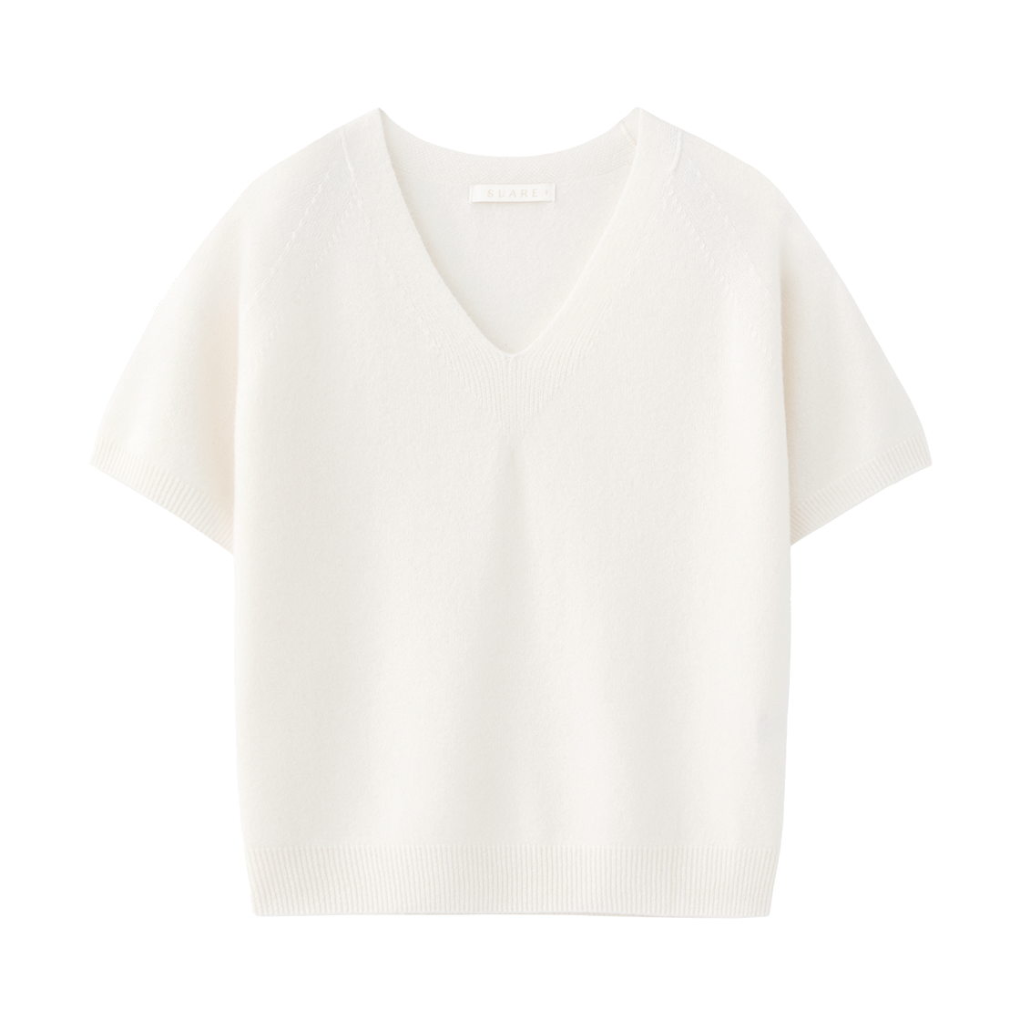 SBF1CK02WIV (W) Suare Woman Cash 10 Wool 90 Whole Garment V-Neck Half Knit Ivory