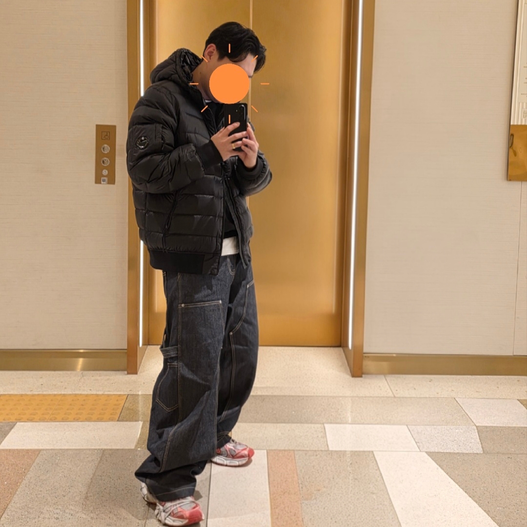 C.P. Company D.D. Shell Down Jacket Black - 25FW, Juun.J Cotton Stitched Sweatshirt Black - 23FW 착용 스타일