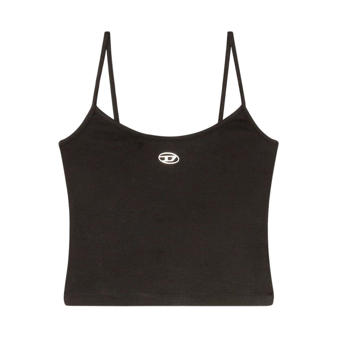 (W) 디젤 티후피 메탈릭 오발 D 립드 탑 블랙((W) Diesel T-Hupy Metallic Oval D Ribbed Top Black)