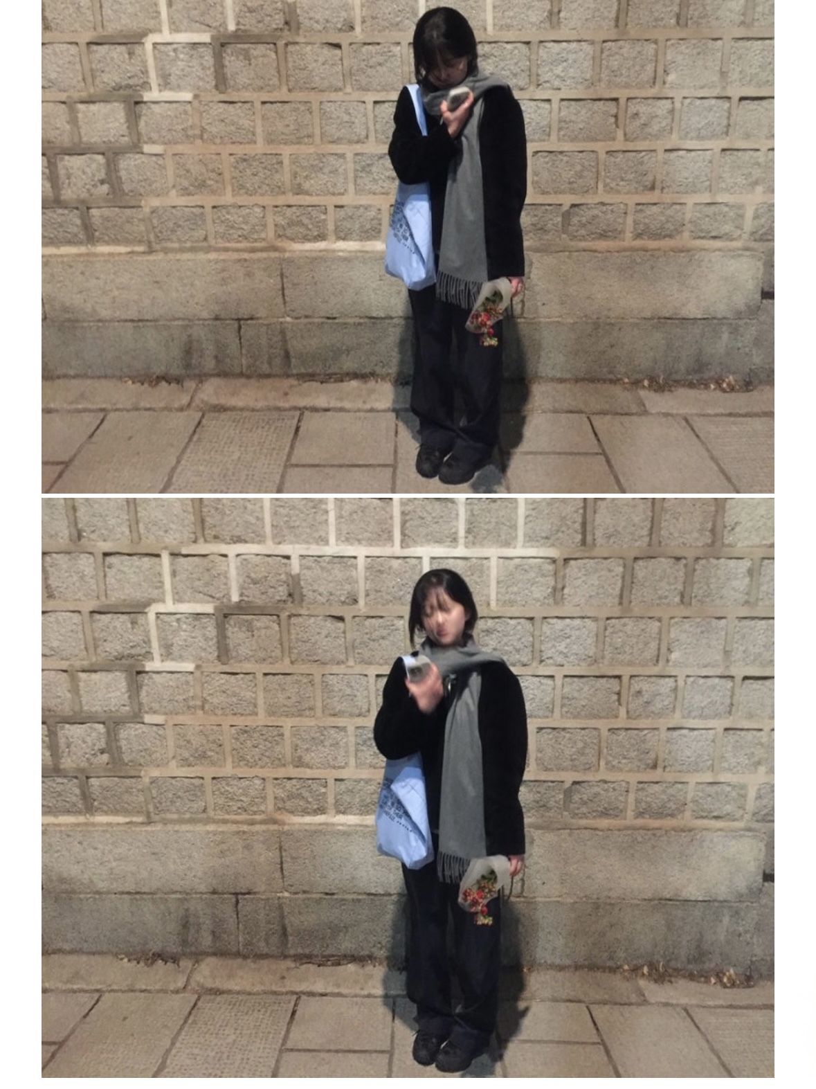 (W) Maison Margiela Wool Cardigan Grey 착용 스타일 - 3