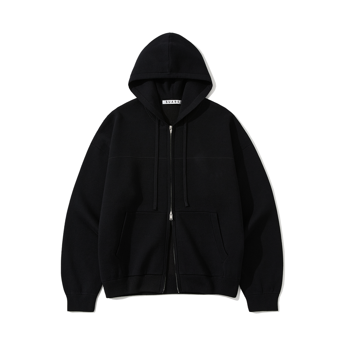 (W) 수아레 우먼 데일리 니티드 후드 집업 블랙((W) Suare Woman Daily Knitted Hood Zip-Up Black) - 1