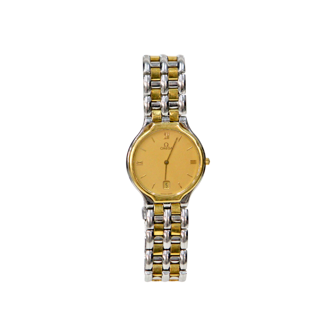 오메가 32mm 18K 골드 콤비 드빌 쿼츠 시계 C-B47316(Omega 32mm 18K Gold Combi De Ville Quartz Watch C-B47316)