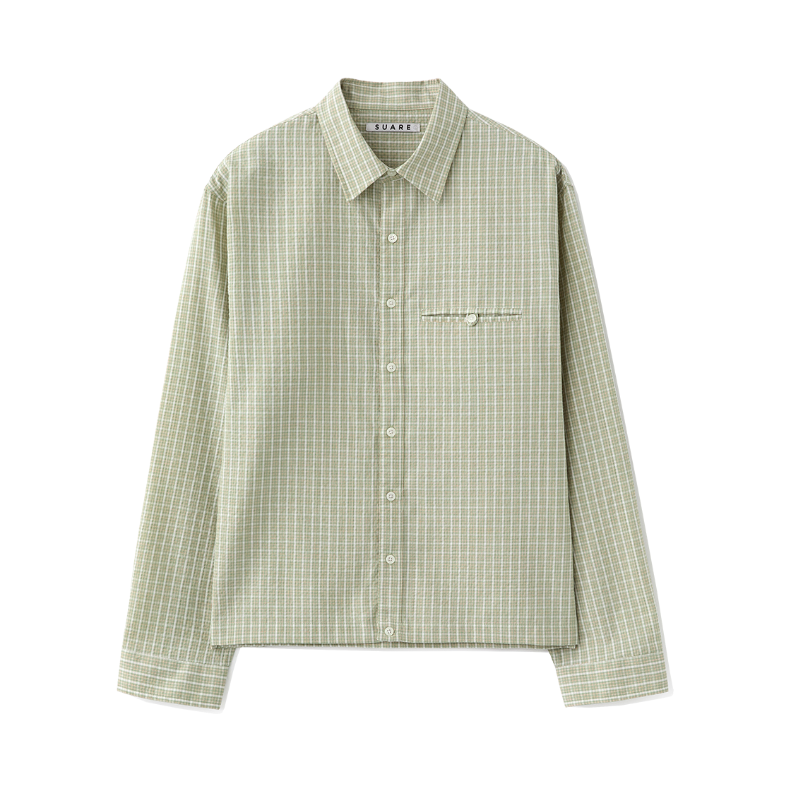 SBF1SH05WGN (W) Suare Women Crinkle Check Crop Shirt Green