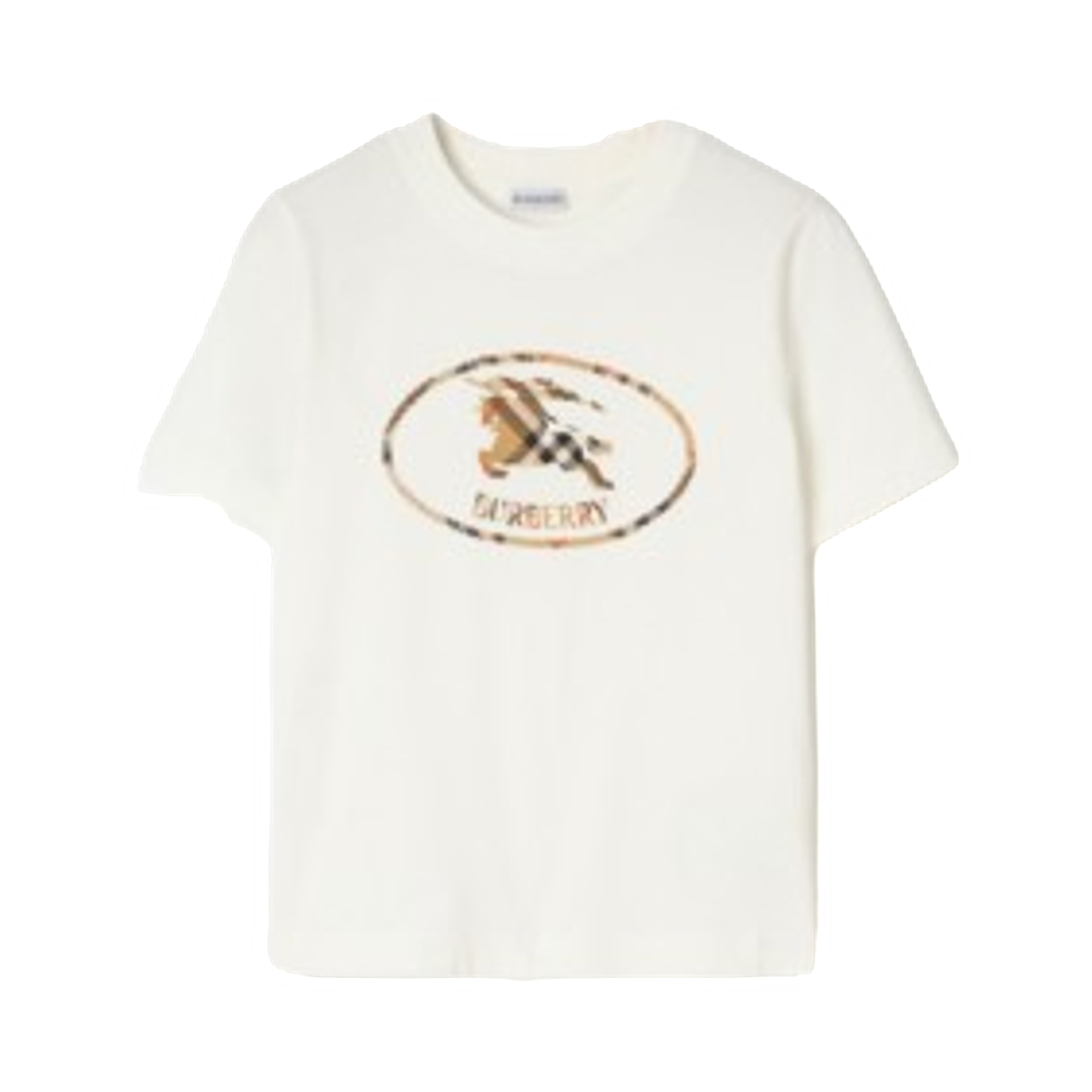 81263581 (W) Burberry Check Knight Stamp Cotton T-Shirt Chalk White Sand Beige