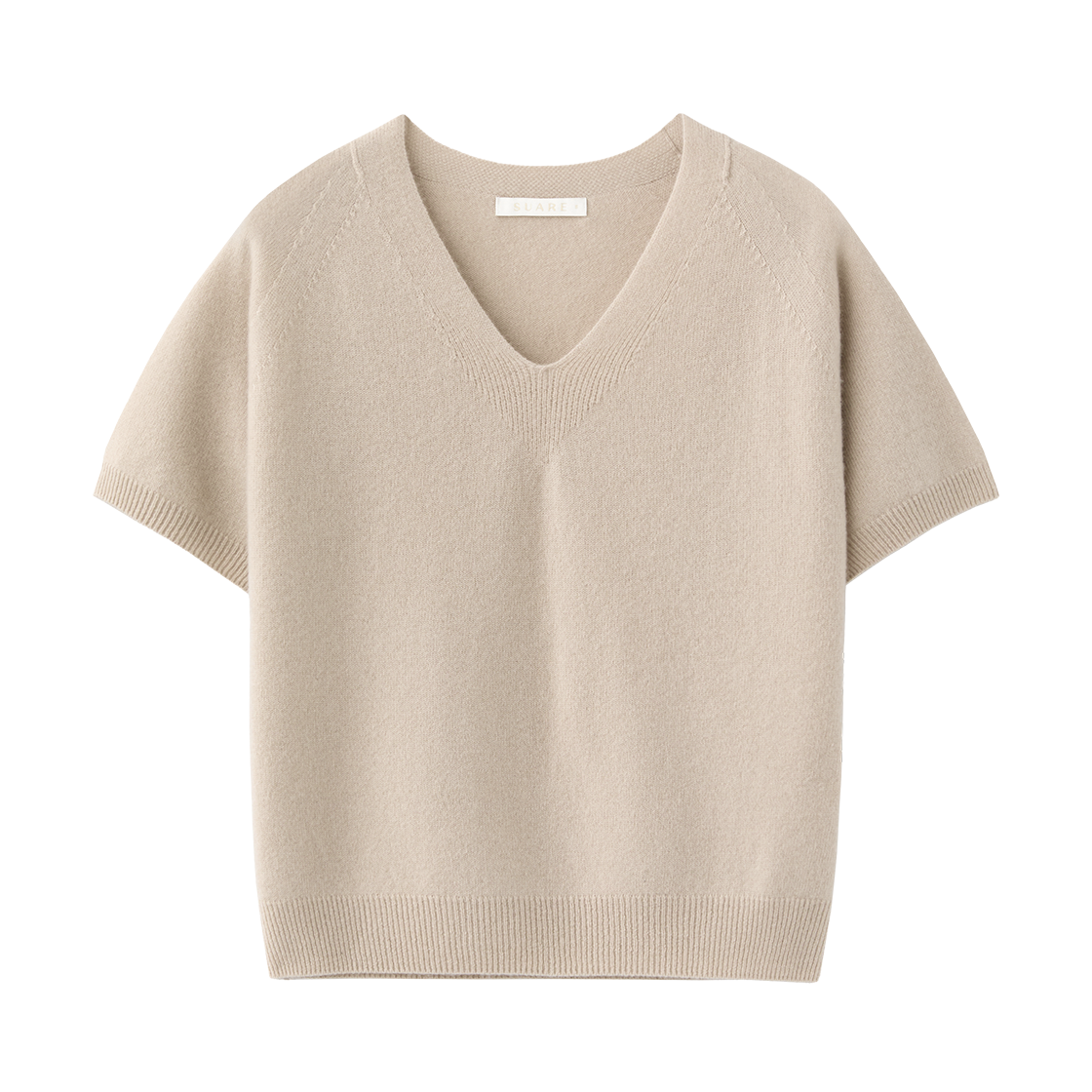 (W) 수아레 우먼 캐시10 울90 홀가 브이넥 하프 니트 베이지((W) Suare Woman Cash 10 Wool 90 Whole Garment V-Neck Half Knit Beige) - 1