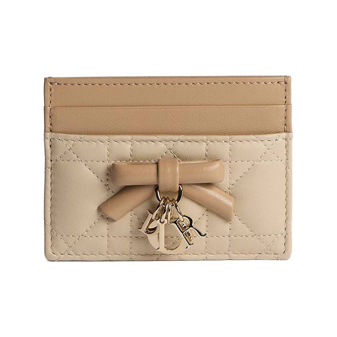 S2604OUQC-M10I Dior Lady Dior Freesia Card Holder Two Tone Cannage Lambskin Trench Biscuit