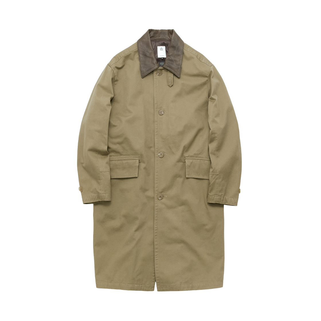 폴리테루 코튼 벌룬 코트 베이지 (레더 카라, 재패니즈 패브릭)(Polyteru Cotton Balloon Coat Beige (Leather Collar, Japanese Fabric))