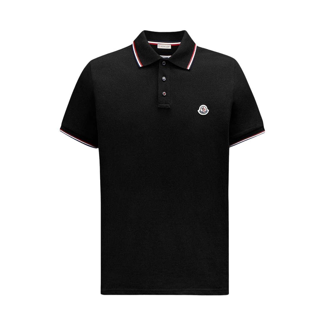 몽클레르 트라이컬러 트림드 코튼 피케 폴로 셔츠 블랙 - 26SS(Moncler Tricolour Trimmed Cotton Piquet Polo Shirt Black - 26SS)