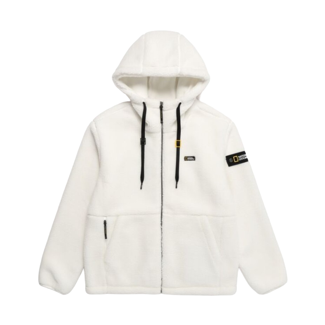 N234UFJ110 National Geographic Costoni Fleece Hooded Zip Up White