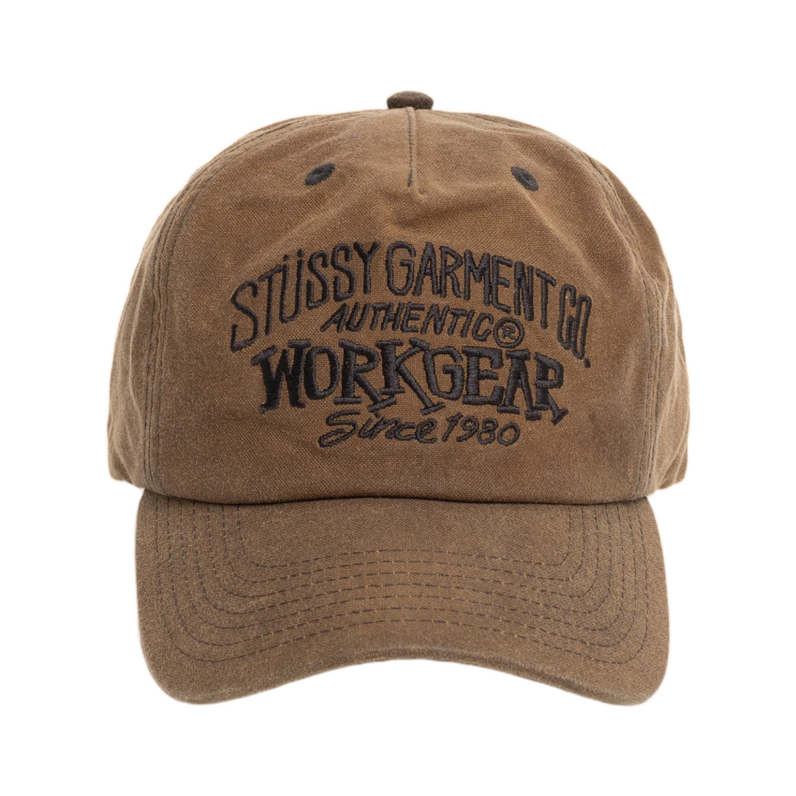 스투시 미드-뎁스 워크기어 왁스드 스냅백 브라운