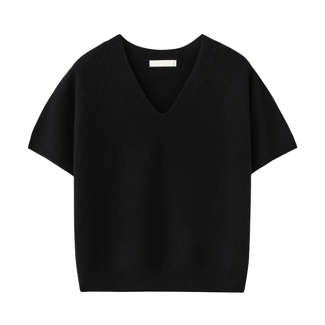 (W) 수아레 우먼 캐시10 울90 홀가 브이넥 하프 니트 블랙((W) Suare Woman Cash 10 Wool 90 Whole Garment V-Neck Half Knit Black) - 1