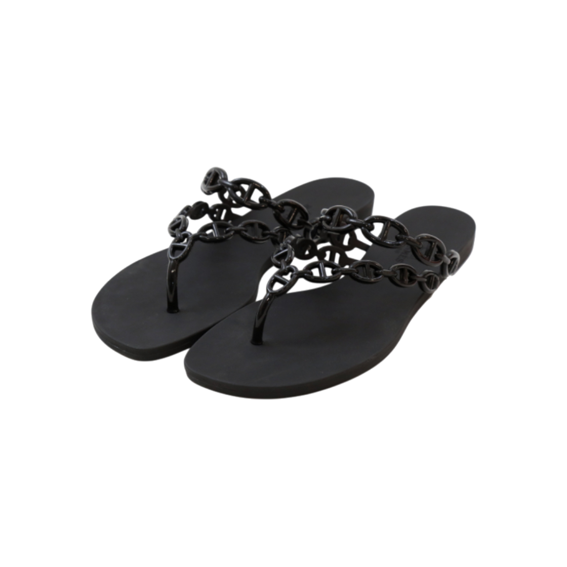 ITJV4WSITNRN Hermes H241051Z Island Jelly Sandals Flip-Flops Black Size 38 (240)