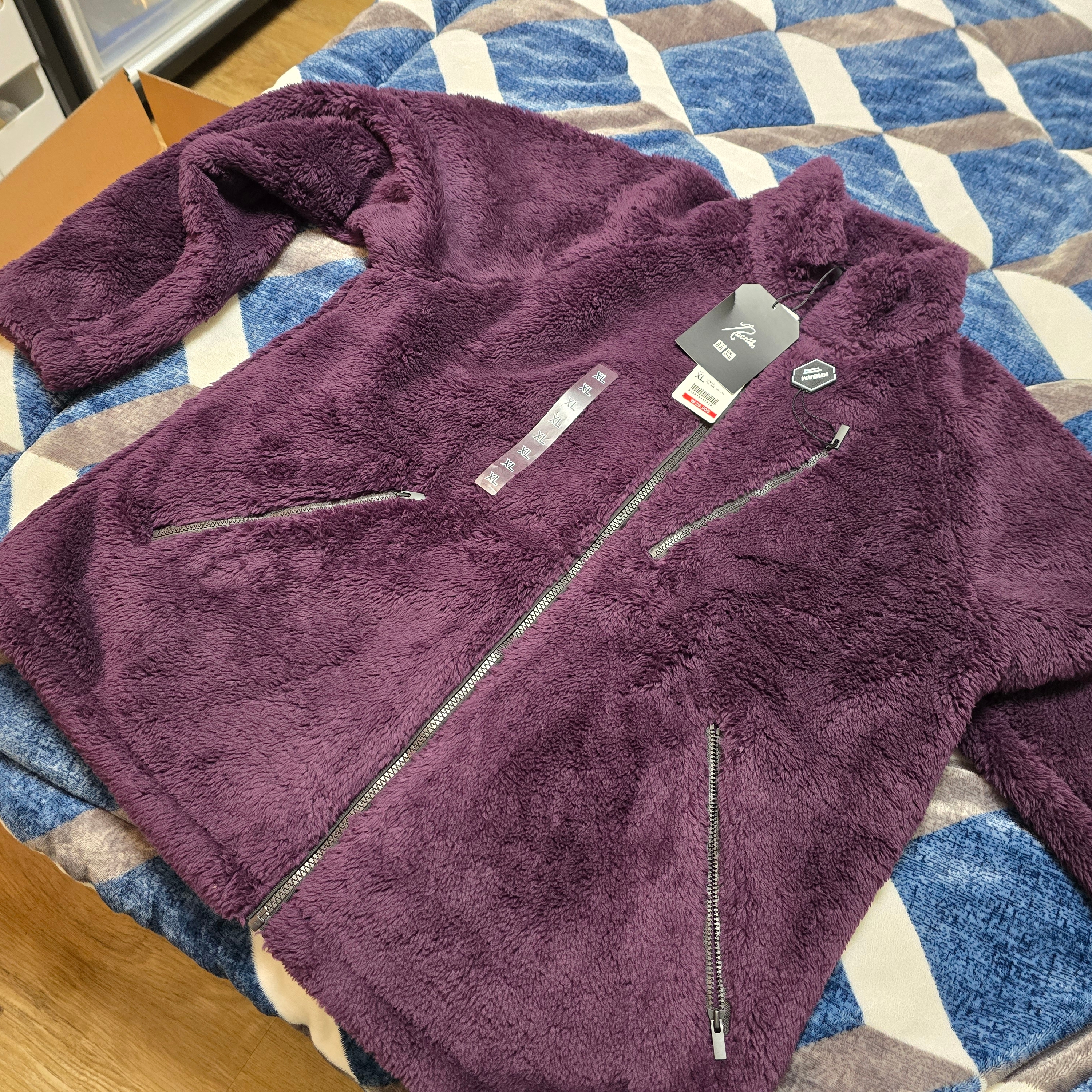Uniqlo x Needles Fleece Jacket Purple - KR 착용 스타일