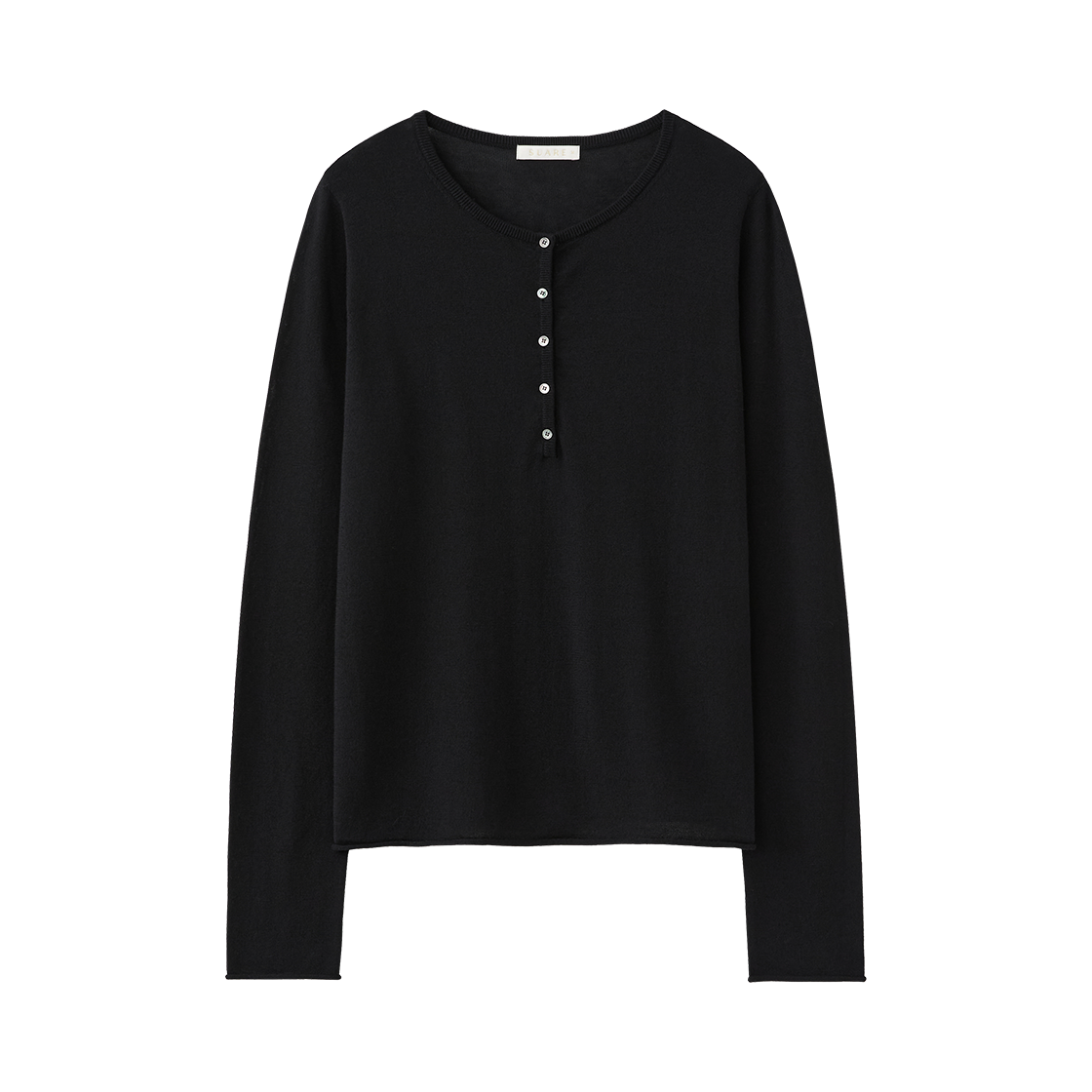 SBF1KN02WBK (W) Suare Woman Cotton Modal Henley Neck Sleeve Knit Black