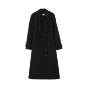 (W) Burberry Long Canvas Trerose Trench Coat Black