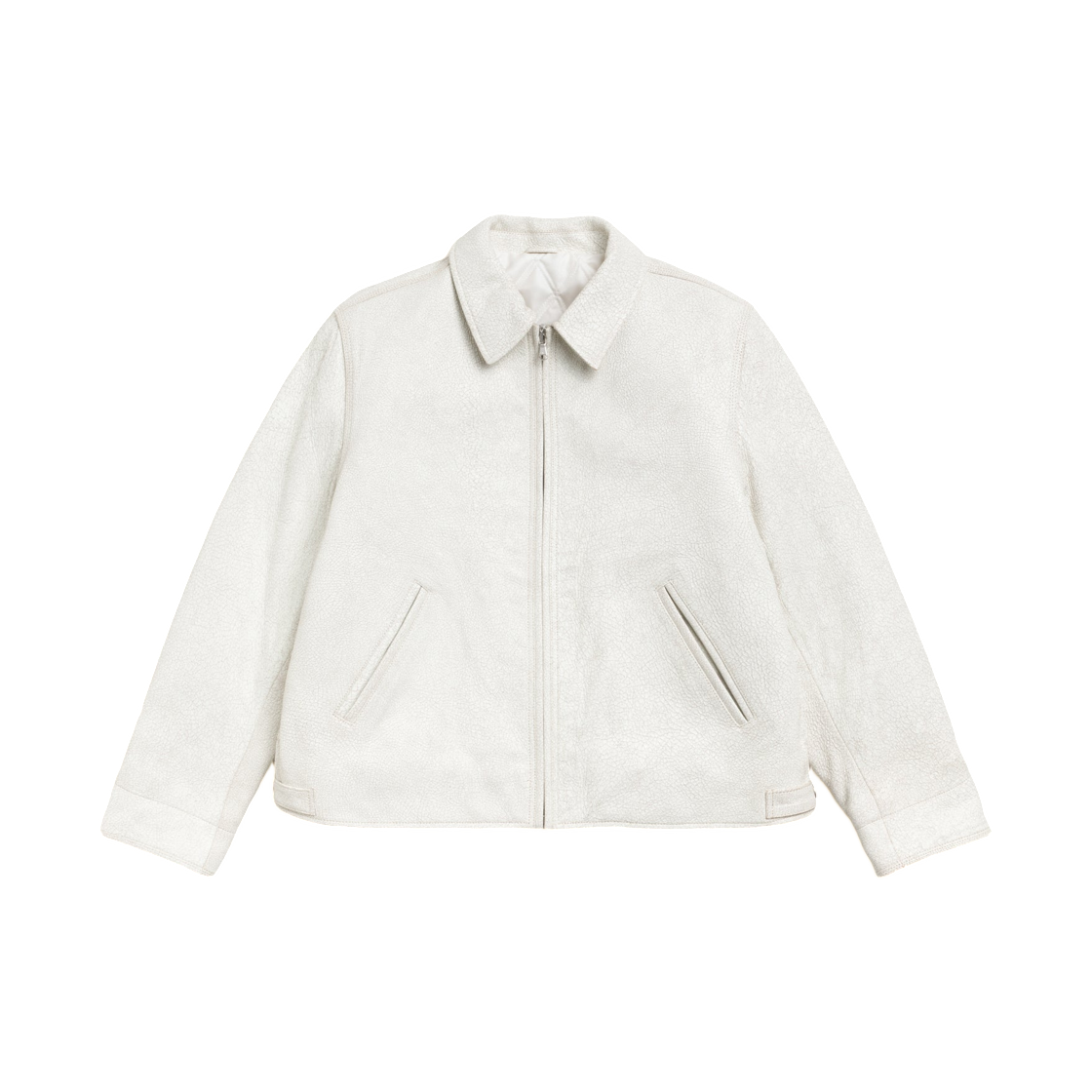 스투시 개러지 자켓 크랙드 레더 화이트