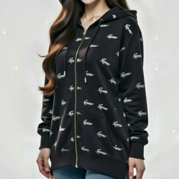 Supreme Repeat Script Zip Up Hooded Sweatshirt Black - 25FW, Supreme Repeat Script Zip Up Hooded Sweatshirt Red - 25FW 착용 스타일 - 6