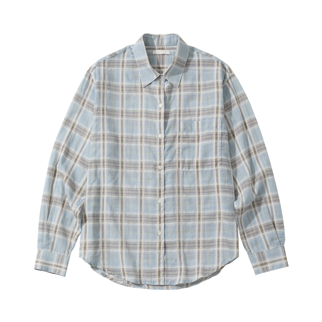 (W) 수아레 우먼 시어 체크 셔츠 라이트 블루((W) Suare Women Sheer Check Shirt Light Blue) - 1