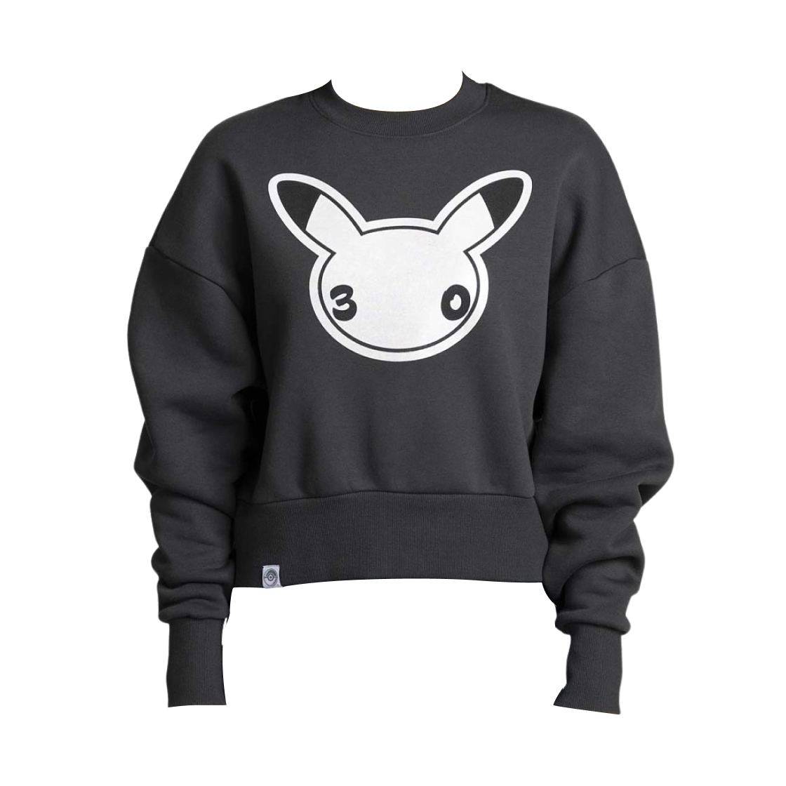 (W) 포켓몬 30주년 셀레브레이션 크롭 스웨트셔츠 블랙((W) Pokemon 30th Celebration Crop Sweatshirt Black) - 1