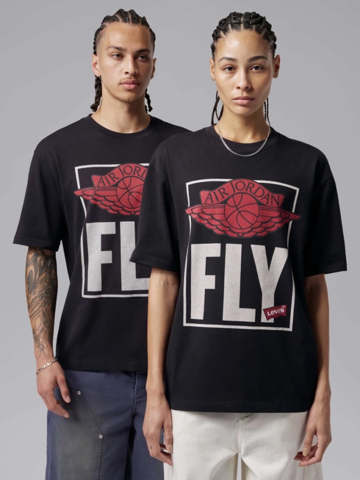 Jordan x Levi's Short Sleeve T-Shirt Black (IM6728-010) 착용 스타일