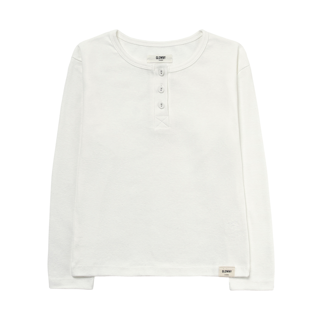(W) 글로니 3/4 버튼 플라이 티셔츠 화이트((W) Glowny 3/4 Button Fly T-Shirt White) - 1