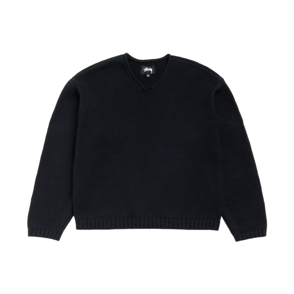 117289 Stussy Roll V Neck Sweater Black