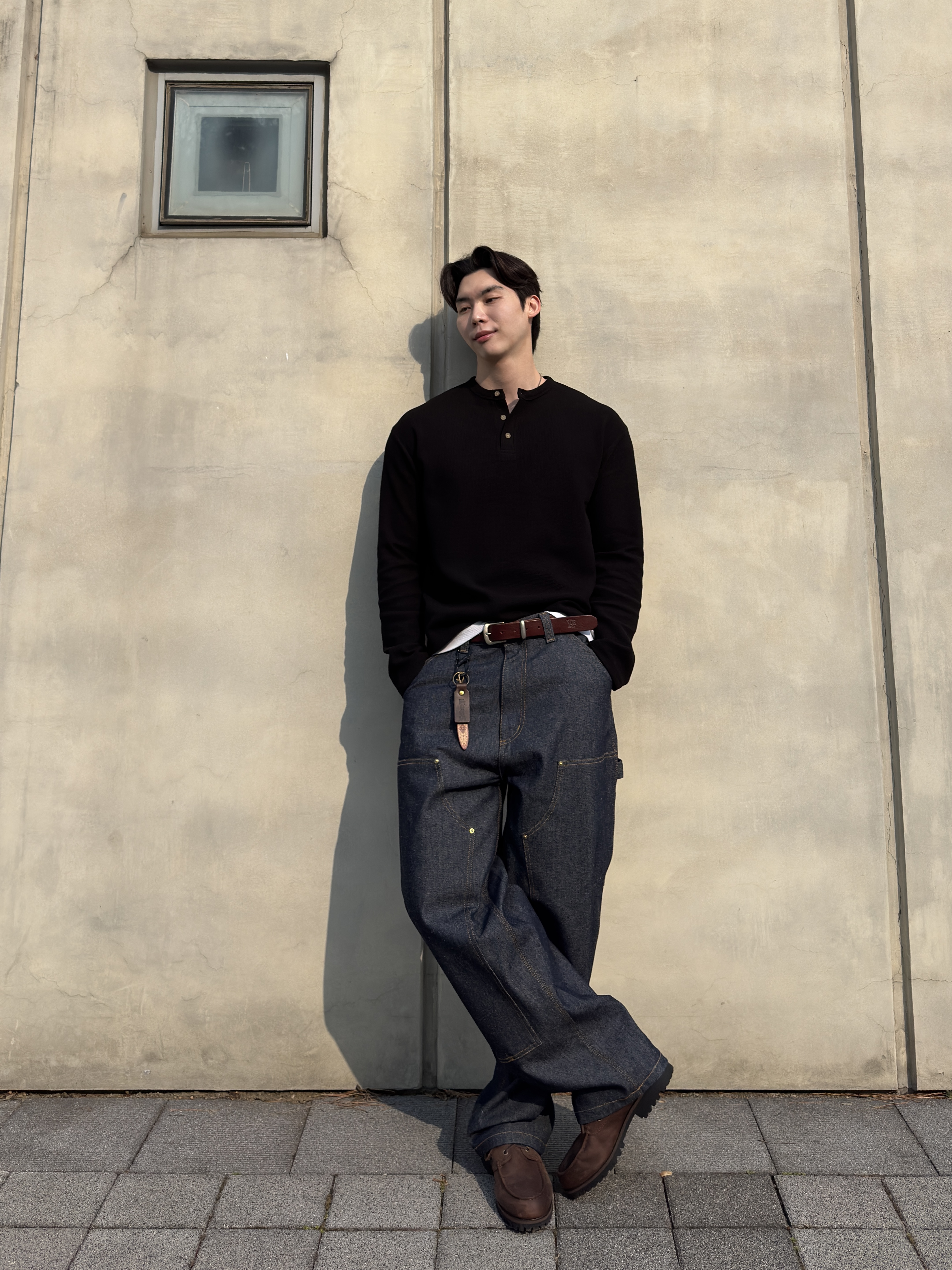 Timberland x Thisisneverthat 3-Eye Authentic Boat Shoes Brown - Wide, Carhartt WIP OG Double Knee Pant Blue Rigid 착용 스타일 - 2