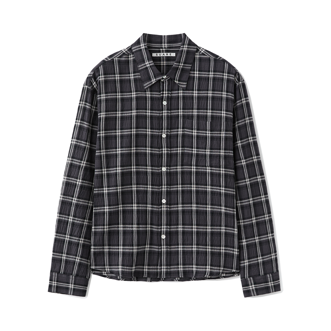 SBF1SH03WCC (W) Suare Women Crease Sheer Check Crop Shirt Charcoal