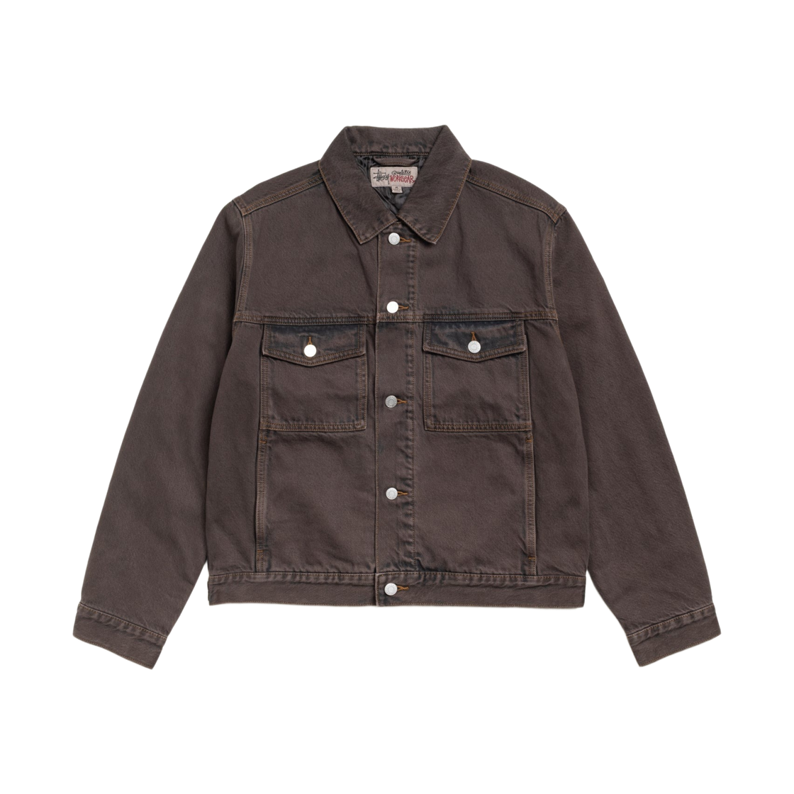 115943 Stussy Lined Denim Trucker Jacket Resin Wash Brown