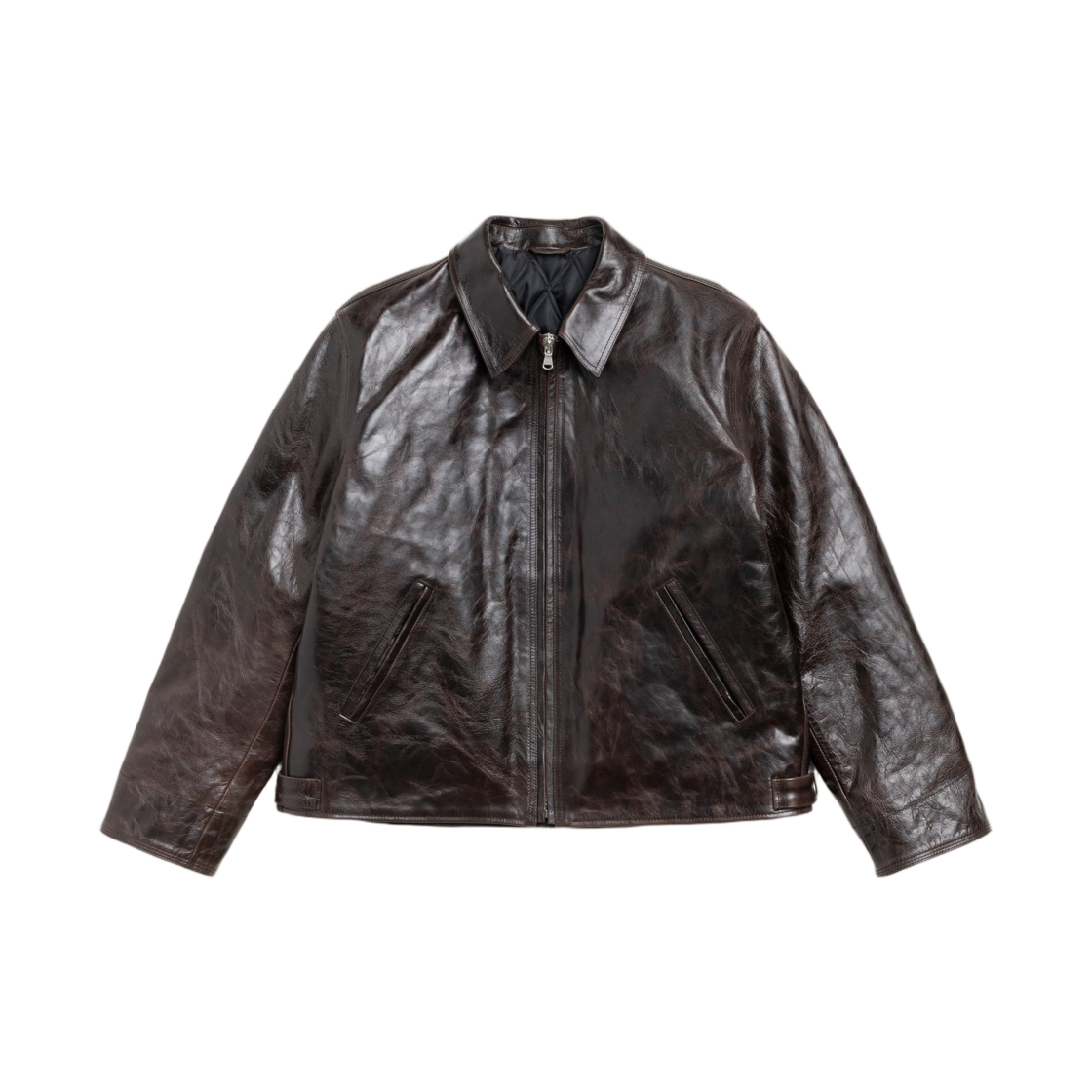 115911 Stussy Garage Jacket Cracked Leather Dark Brown