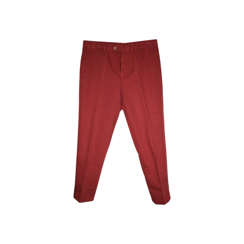ITL55LMRDGFD Loro Piana Brick Red Cotton-Linen Men's Pants 16"