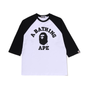 BAPE College Raglan Regular Fit L/S T-Shirt White