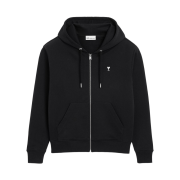 AMI de Coeur Cotton Zipped Hoodie Black White Cream