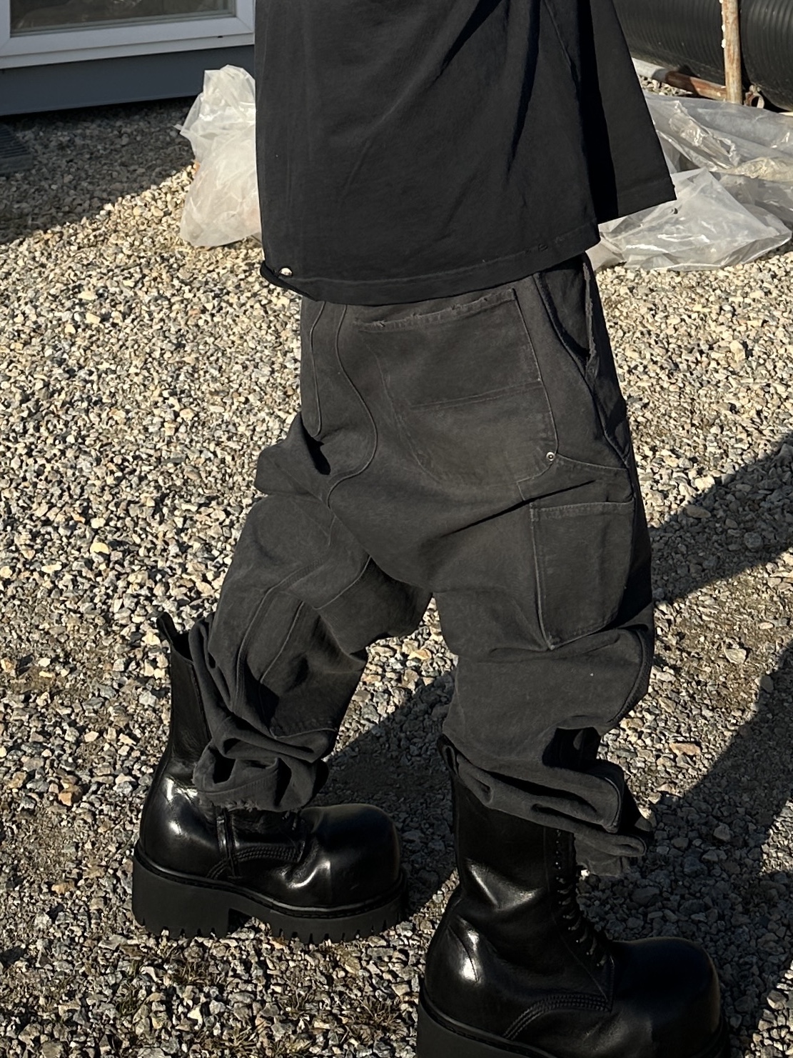 qualisartifexpereo VTG Double Knee Work Pants Graphite, Balenciaga Stomper Bootie Black 착용 스타일 - 2