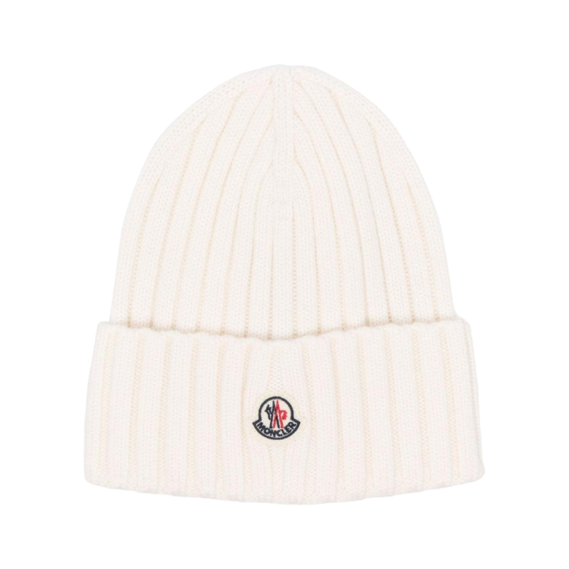 L1-093-3B00036-A9327-030 (W) Moncler Logo Patch Wool Beanie White - 26SS