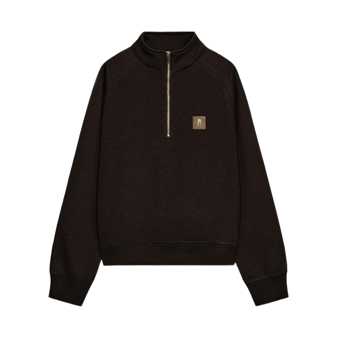 (W) 자라 지퍼 패치 스웨트셔츠 브라운((W) Zara Zipper Patch Sweatshirt Brown) - 1