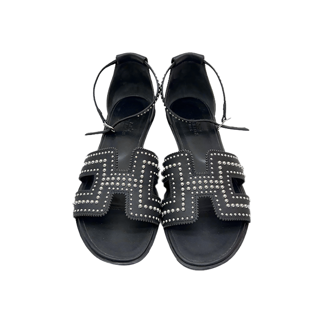 ITQFRVJKFUIH Hermes Santorini Black Sandals 37