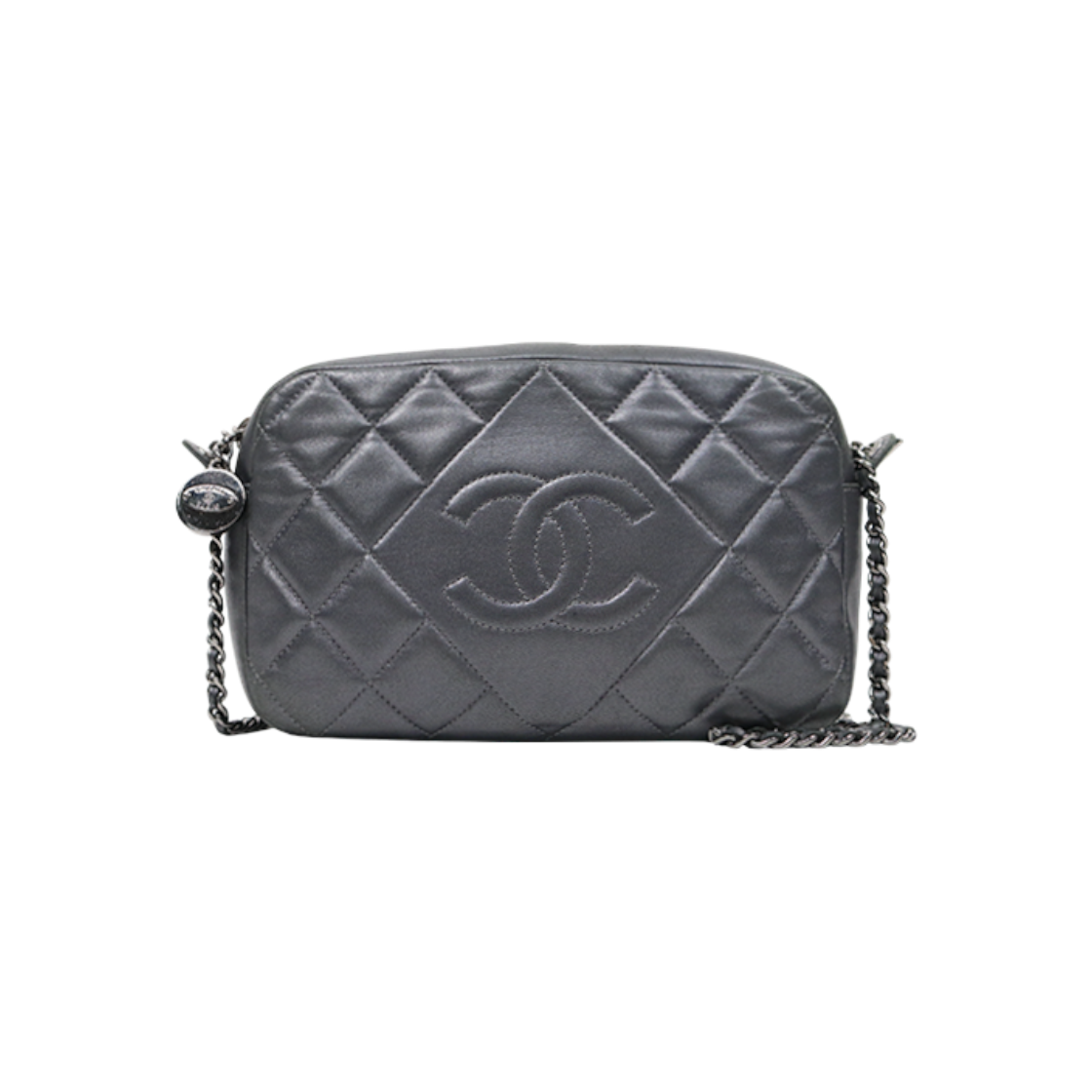샤넬 메탈릭 실버 레더 카메라 크로스백 C-A48005(Chanel Metallic Silver Leather Camera Crossbody Bag C-A48005)